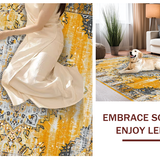 Ultra Soft Area Rug, Non Slip, Stain Resistant, Washable Area Rugs for Living Room, Bedroom, Elegant Distressed Artful Arrangement(Yellow)