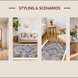 Ultra Soft Area Rug, Non Slip, Stain Resistant, Washable Area Rugs for Living Room, Bedroom, Elegant Vintage Geometric Aesthetic(Gray)