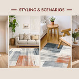 Ultra Soft Area Rug, Non Slip, Stain Resistant, Washable Area Rugs for Living Room, Bedroom, Rustic Geometric Color Play(Gray)