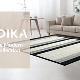 Ultra Soft Area Rug, Non Slip, Stain Resistant, Washable Area Rugs for Living Room, Bedroom, Coastal Stripe Corridor Rug: Textured Black and White Pattern(Gray)