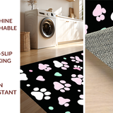 Ultra Soft Area Rug, Non Slip, Stain Resistant, Washable Area Rugs for Living Room, Bedroom, Playful Colorful Paw Print Motif(Black)