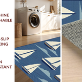 Ultra Soft Area Rug, Non Slip, Stain Resistant, Washable Area Rugs for Living Room, Bedroom, Charming Seaside Sailboat Motif(Blue)