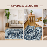 Navy Toned Vintage Floral Motif(Blue)
