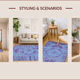 Ultra Soft Area Rug, Non Slip, Stain Resistant, Washable Area Rugs for Living Room, Bedroom, Rustic Violet Geometric Fusion(Blue)