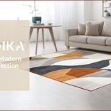 Ultra Soft Area Rug, Non Slip, Stain Resistant, Washable Area Rugs for Living Room, Bedroom, Elegant Earthy Wavy Motif(Gray)
