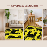 Ultra Soft Area Rug, Non Slip, Stain Resistant, Washable Area Rugs for Living Room, Bedroom, Charming Animal Motif in Black(Yellow)