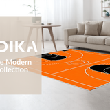 Ultra Soft Area Rug, Non Slip, Stain Resistant, Washable Area Rugs for Living Room, Bedroom, Energetic Playful Court Design(Orange)