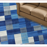 Ultra Soft Area Rug, Non Slip, Stain Resistant, Washable Area Rugs for Living Room, Bedroom, Vivid Abstract Geometric Composition(Blue)