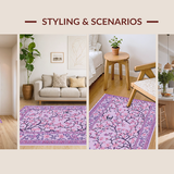 Ultra Soft Area Rug, Non Slip, Stain Resistant, Washable Area Rugs for Living Room, Bedroom, Elegant Vintage Blossom Design(Purple)