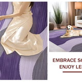 Ultra Soft Area Rug, Non Slip, Stain Resistant, Washable Area Rugs for Living Room, Bedroom, Sophisticated Black Grey Ripple Effect(Purple)