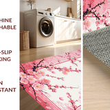 Ultra Soft Area Rug, Non Slip, Stain Resistant, Washable Area Rugs for Living Room, Bedroom, Serene White Floral Tiled Pattern(Pink)