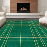 Ultra Soft Area Rug, Non Slip, Stain Resistant, Washable Area Rugs for Living Room, Bedroom, Chic Dark Green Facet Design(Green)