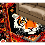 Ultra Soft Area Rug, Non Slip, Stain Resistant, Washable Area Rugs for Living Room, Bedroom, Vibrant Abstract Tiger Motif(Red)