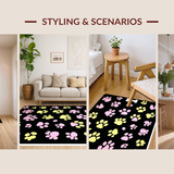 Ultra Soft Area Rug, Non Slip, Stain Resistant, Washable Area Rugs for Living Room, Bedroom, Charming Colorful Puppy Footprints(Black)