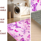 Ultra Soft Area Rug, Non Slip, Stain Resistant, Washable Area Rugs for Living Room, Bedroom, Delicate Purple Garden Atmosphere(Pink)