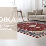 Ultra Soft Area Rug, Non Slip, Stain Resistant, Washable Area Rugs for Living Room, Bedroom, Stylish Traditional Ogee Patterned Rug(Red)