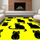 Ultra Soft Area Rug, Non Slip, Stain Resistant, Washable Area Rugs for Living Room, Bedroom, Trendy Graphic Cat Silhouette(Yellow)