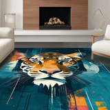 Ultra Soft Area Rug, Non Slip, Stain Resistant, Washable Area Rugs for Living Room, Bedroom, Contemporary Tiger Pattern Fusion(Orange)