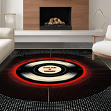 Ultra Soft Area Rug, Non Slip, Stain Resistant, Washable Area Rugs for Living Room, Bedroom, Artistic Vinyl Record Motif(Black)