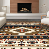 Ultra Soft Area Rug, Non Slip, Stain Resistant, Washable Area Rugs for Living Room, Bedroom, Southwest Earthy Geometric Elegance(Brown)