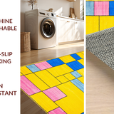 Ultra Soft Area Rug, Non Slip, Stain Resistant, Washable Area Rugs for Living Room, Bedroom, Playful Tiled Pattern Design(Yellow)