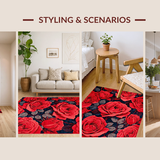 Ultra Soft Area Rug, Non Slip, Stain Resistant, Washable Area Rugs for Living Room, Bedroom, Luxurious Red Petal Arrangement(Red)