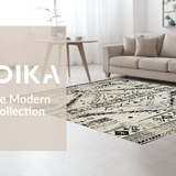 Ultra Soft Area Rug, Non Slip, Stain Resistant, Washable Area Rugs for Living Room, Bedroom, Vintage Geometric Black Tones(Gray)