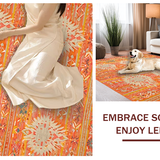 Ultra Soft Area Rug, Non Slip, Stain Resistant, Washable Area Rugs for Living Room, Bedroom, Eclectic Ogee Pattern with Warm Hues(Orange)