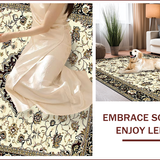 Ultra Soft Area Rug, Non Slip, Stain Resistant, Washable Area Rugs for Living Room, Bedroom, Classic Vintage Botanical Motif(Beige)
