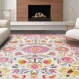 Ultra Soft Area Rug, Non Slip, Stain Resistant, Washable Area Rugs for Living Room, Bedroom, Soft Yellow Petal Accents(White)