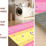 Ultra Soft Area Rug, Non Slip, Stain Resistant, Washable Area Rugs for Living Room, Bedroom, Delightful Pastel Fun Motif(Pink)