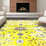 Ultra Soft Area Rug, Non Slip, Stain Resistant, Washable Area Rugs for Living Room, Bedroom, Classic Distressed Floral Arrangement(Yellow)