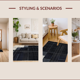 Ultra Soft Area Rug, Non Slip, Stain Resistant, Washable Area Rugs for Living Room, Bedroom, Chic Abstract Monochrome Design(Black)