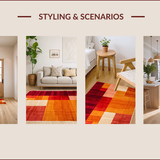 Ultra Soft Area Rug, Non Slip, Stain Resistant, Washable Area Rugs for Living Room, Bedroom, Fiery Abstract Geometric Expressions(Red)