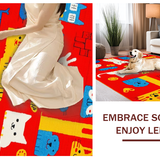 Ultra Soft Area Rug, Non Slip, Stain Resistant, Washable Area Rugs for Living Room, Bedroom, Bright Multi-Color Animal Patchwork(Red)