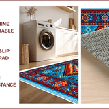 Ultra Soft Area Rug, Non Slip, Stain Resistant, Washable Area Rugs for Living Room, Bedroom, Geometric Teal and Rust Dining Room Rug(Red)