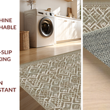 Ultra Soft Area Rug, Non Slip, Stain Resistant, Washable Area Rugs for Living Room, Bedroom, Stylish Tan Tiled Pattern Rug(Brown)