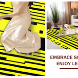 Ultra Soft Area Rug, Non Slip, Stain Resistant, Washable Area Rugs for Living Room, Bedroom, Chic Striped Coastal Aesthetic(Yellow)