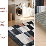 Ultra Soft Area Rug, Non Slip, Stain Resistant, Washable Area Rugs for Living Room, Bedroom, Classic Tiled Geometric Harmony(Gray)
