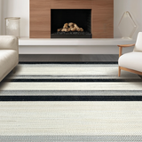 Ultra Soft Area Rug, Non Slip, Stain Resistant, Washable Area Rugs for Living Room, Bedroom, Coastal Stripe Corridor Rug: Textured Black and White Pattern(Gray)
