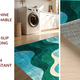 Ultra Soft Area Rug, Non Slip, Stain Resistant, Washable Area Rugs for Living Room, Bedroom, Vibrant Contemporary Fluid Shapes(Green)