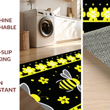 Ultra Soft Area Rug, Non Slip, Stain Resistant, Washable Area Rugs for Living Room, Bedroom, Delightful Springtime Blossom Motif(Black)