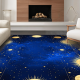 Ultra Soft Area Rug, Non Slip, Stain Resistant, Washable Area Rugs for Living Room, Bedroom, Chic Modern Celestial Linework(Blue)