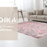 Ultra Soft Area Rug, Non Slip, Stain Resistant, Washable Area Rugs for Living Room, Bedroom, Vibrant Retro Flower Arrangement(Pink)