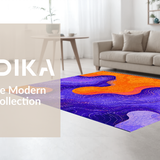 Ultra Soft Area Rug, Non Slip, Stain Resistant, Washable Area Rugs for Living Room, Bedroom, Modern Eclectic Wave-like Theme(Orange)