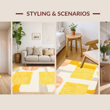 Ultra Soft Area Rug, Non Slip, Stain Resistant, Washable Area Rugs for Living Room, Bedroom, Soft Pastel Colorful Motif(Yellow)
