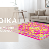 Ultra Soft Area Rug, Non Slip, Stain Resistant, Washable Area Rugs for Living Room, Bedroom, Rustic Vintage Patterned Accent(Pink)
