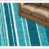 Ultra Soft Area Rug, Non Slip, Stain Resistant, Washable Area Rugs for Living Room, Bedroom, Striped Teal Balcony Minimalist Plastic Carpet(Blue)