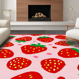 Ultra Soft Area Rug, Non Slip, Stain Resistant, Washable Area Rugs for Living Room, Bedroom, Soft Absorbent Retro Fruit Pattern(Red)