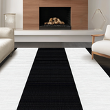 Ultra Soft Area Rug, Non Slip, Stain Resistant, Washable Area Rugs for Living Room, Bedroom, Rustic Two-Tone Symmetrical Design(Black)